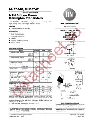 MJE5742G datasheet  